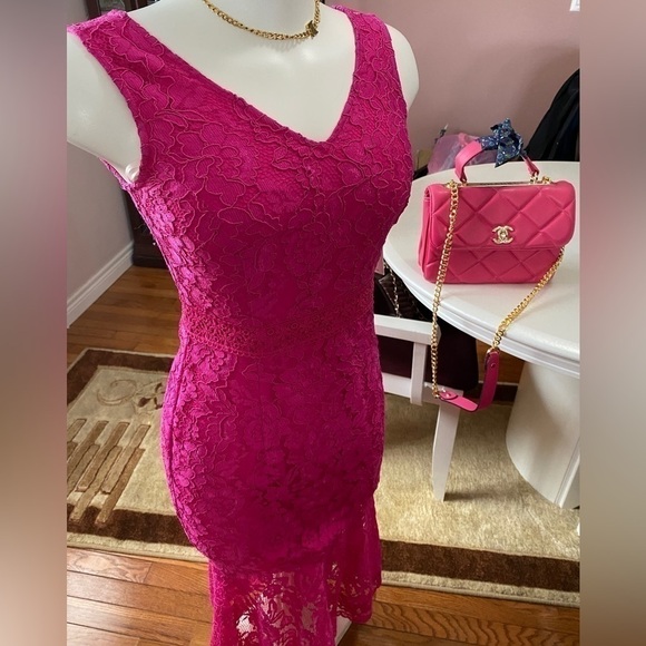 NANETTE Lepore Lace Midi Passion Pink Dress Size 2 - Picture 5 of 16